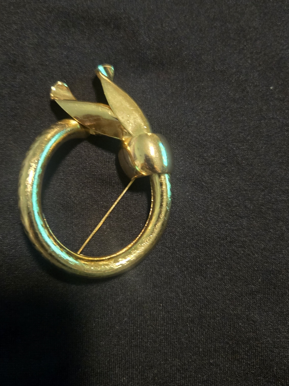 Vintage Dior Gold Hoop Brooch Pin with Leaf Accent - Picture 6 of 6